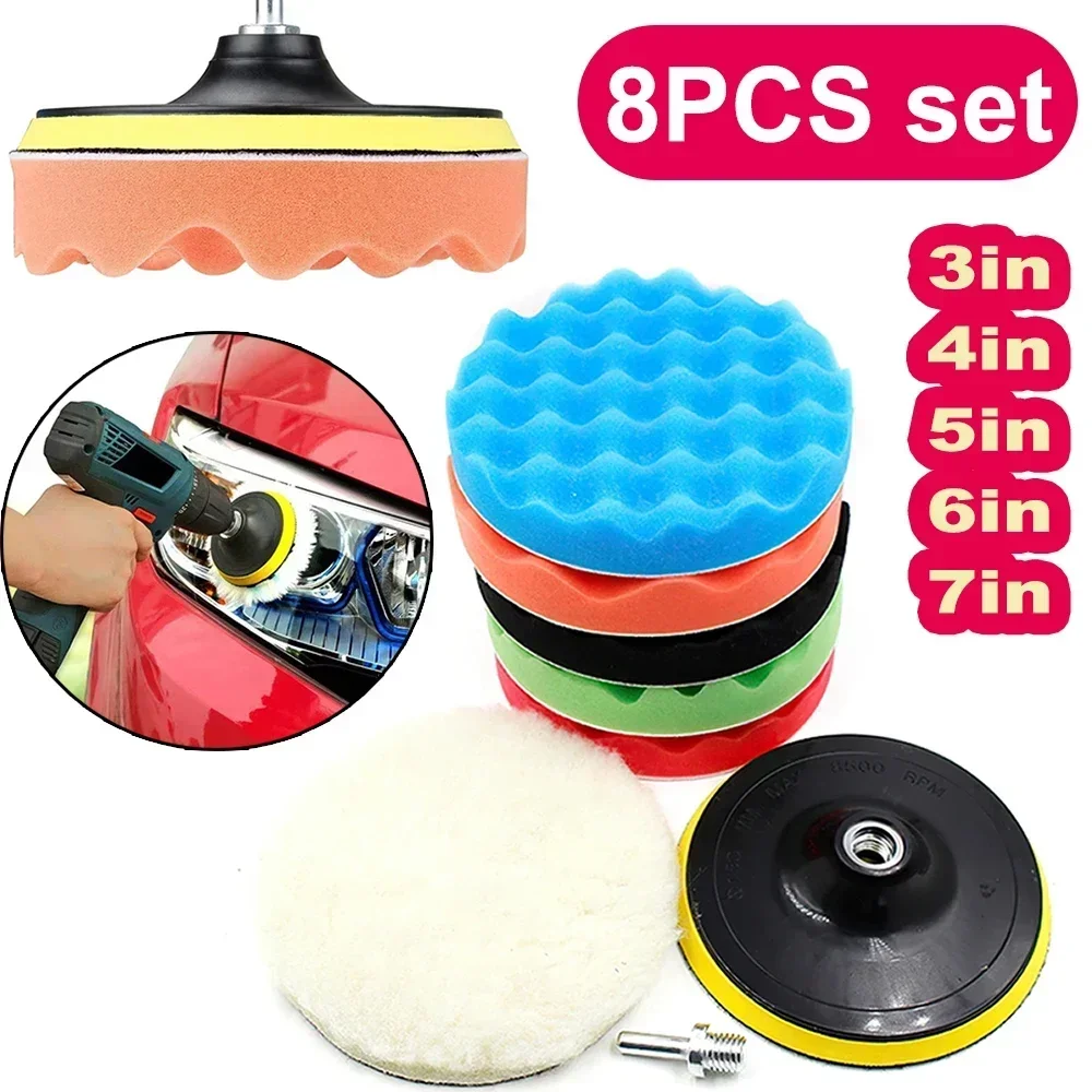 8Pcs Car Polishing Pads Kit 3/ - огляд і ціна Polish Pad Set Buffer
